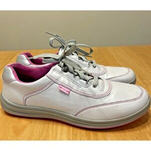 SAS Women's 9M Sporty Lace Up Sneakers Bianco White Pink Pearl‎ Comfort Support
